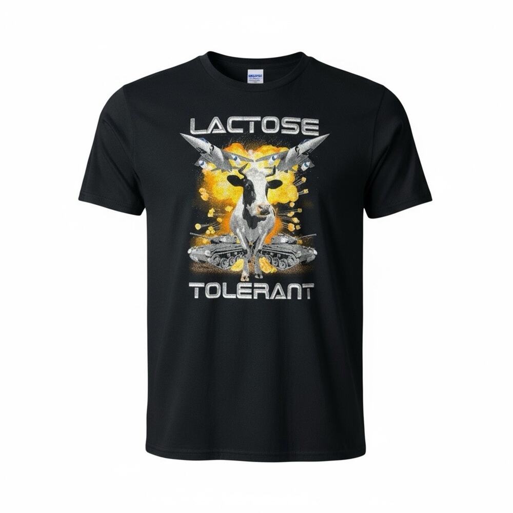 Lactose Intolerant Cow Shirt Funny Sarcasm Meme Graphic T-Shirt XL Gen Z Milk